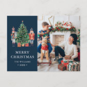 Navy Blue Foto Feestdagenkaart (Voorkant)