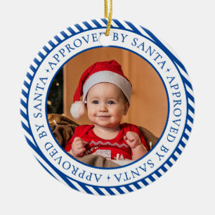 Navy Blue Foto Kerstman's Leuke Lijst Lid Kerstmis Keramisch Ornament