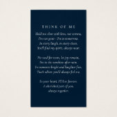 Navy Blue Foto Memorial Gebed Kaart (Achterkant)