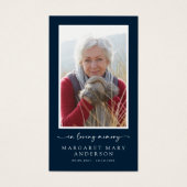 Navy Blue Foto Memorial Gebed Kaart (Voorkant)