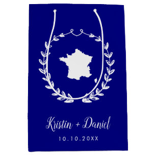 Navy Blue France Map Wedding Welcome Swag Medium Cadeauzakje