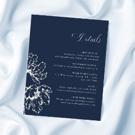 Navy Blue French Floral Wedding Details  Informatiekaartje
