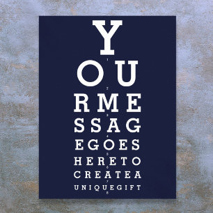 Navy Blue Fun Eyesight Chart Aangepast Bericht Poster