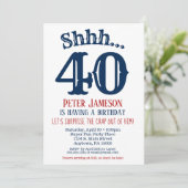 Navy Blue Funny Hommes surprise Party Invitation (Debout devant)