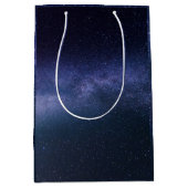 Navy Blue Galaxy Sterrennacht Stars Modern Medium Cadeauzakje (Voorkant)