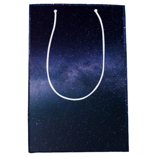 Navy Blue Galaxy Sterrennacht Stars Modern Medium Cadeauzakje (Voorkant)