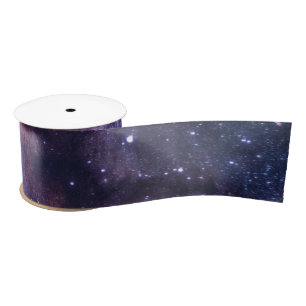 Navy Blue Galaxy Sterrennacht Stars Satin Ribbon Lint