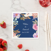 Navy Blue Garden Floral Wedding Servetten (Insitu)