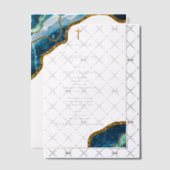 Navy Blue Geode Agate Gold Cross Baptisme Vellum Uitnodigingen (Offset (Uitnodiging))