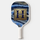Navy Blue Geode Monogram en naam Pickleball Paddle (Voorkant)