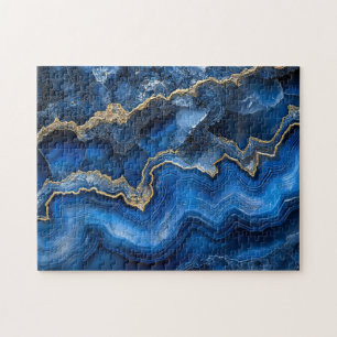 Navy Blue Geode Slice met Gouden Aderen Legpuzzel