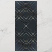 Navy Blue Geometric Gold Gatsby Wedding Menu (Achterkant)