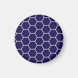 Navy Blue Geometric Honeycomb Hexagon Pattern Magneet