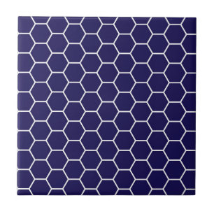 Navy Blue Geometric Honeycomb Hexagon Pattern Tegeltje