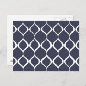Navy Blue Geometric Ikat Tribal Print Pattern Briefkaart (Voorkant / Achterkant)