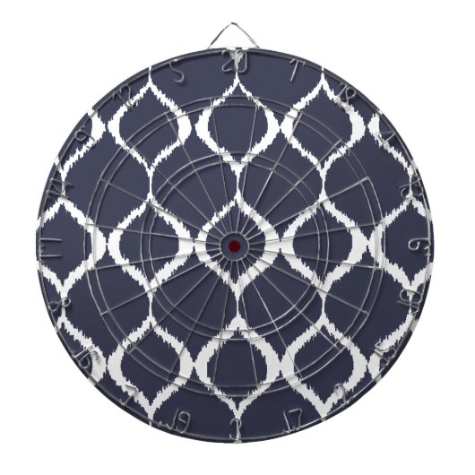 Navy Blue Geometric Ikat Tribal Print Pattern Dartbord (Voorkant)