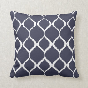 Navy Blue Geometric Ikat Tribal Print Pattern Kussen