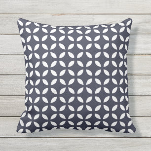 Navy Blue Geometric Outdoor Kussens