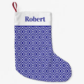 Navy Blue Geometric Pattern met naam Kleine Kerstsok (Voorkant)
