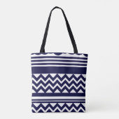 Navy Blue Geometric Pattern Tote Bag (Achterkant)