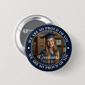 Navy Blue gepersonaliseerd Afstuderen foto Afstude Ronde Button 5,7 Cm (Voorkant /achterkant)