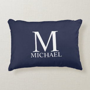 Navy Blue - gepersonaliseerd monogram en naam Accent Kussen