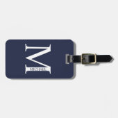 Navy Blue - gepersonaliseerd monogram en naam Bagagelabel (Voorkant horizontaal)