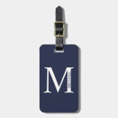Navy Blue - gepersonaliseerd monogram en naam Bagagelabel (Voorkant verticaal)