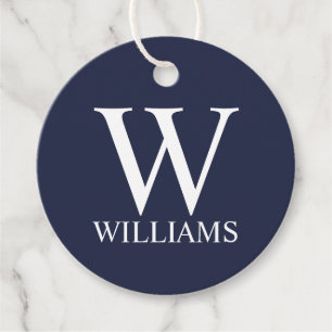 Navy Blue - gepersonaliseerd monogram en naam Bedankjes Labels