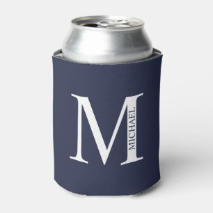 Navy Blue - gepersonaliseerd monogram en naam Blikjeskoeler