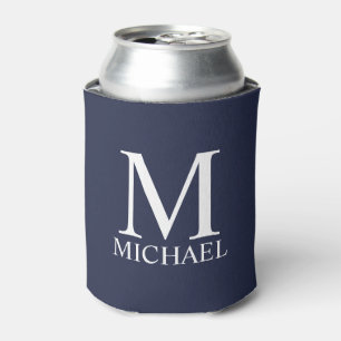 Navy Blue - gepersonaliseerd monogram en naam Blikjeskoeler