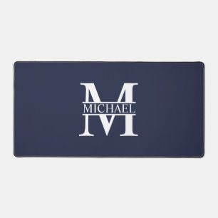 Navy Blue - gepersonaliseerd monogram en naam Bureaumat