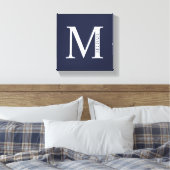 Navy Blue - gepersonaliseerd monogram en naam Canvas Afdruk (Insitu (Slaapkamer))