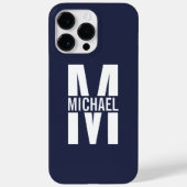 Navy Blue - gepersonaliseerd monogram en naam Case-Mate iPhone Case (Achterkant)