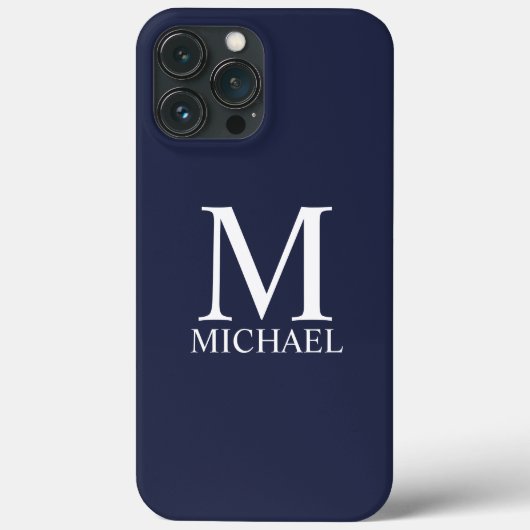 Navy Blue - gepersonaliseerd monogram en naam Case-Mate iPhone Case (Achterkant)