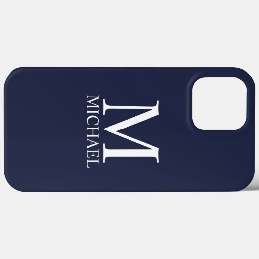 Navy Blue - gepersonaliseerd monogram en naam Case-Mate iPhone Case (Achterkant (horizontaal))