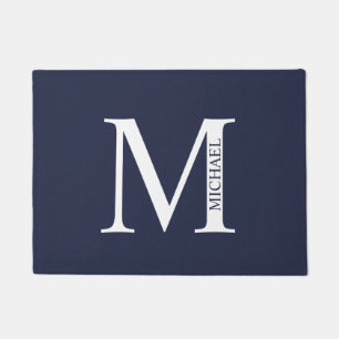 Navy Blue - gepersonaliseerd monogram en naam Deurmat