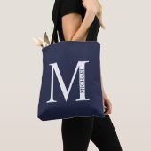 Navy Blue - gepersonaliseerd monogram en naam Draagtas (Dichtbij)