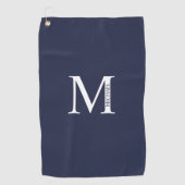 Navy Blue - gepersonaliseerd monogram en naam Golfhanddoek (Voorkant)