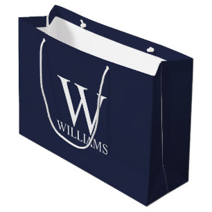 Navy Blue - gepersonaliseerd monogram en naam Groot Cadeauzakje