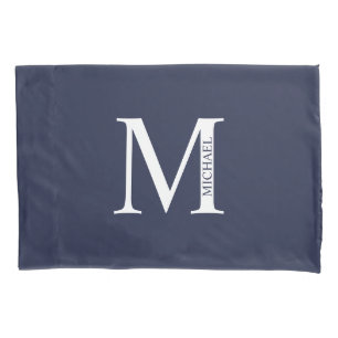 Navy Blue - gepersonaliseerd monogram en naam Kussensloop