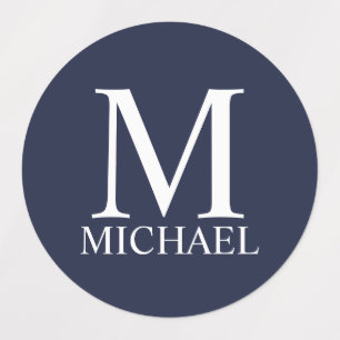 Navy Blue - gepersonaliseerd monogram en naam Labels