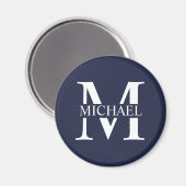 Navy Blue - gepersonaliseerd monogram en naam Magneet (Voorkant / Achterkant)