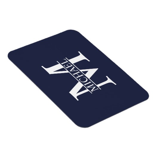 Navy Blue - gepersonaliseerd monogram en naam Magneet (Rechterzijde)