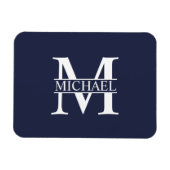 Navy Blue - gepersonaliseerd monogram en naam Magneet (Horizontaal)