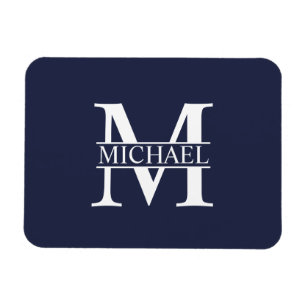Navy Blue - gepersonaliseerd monogram en naam Magneet
