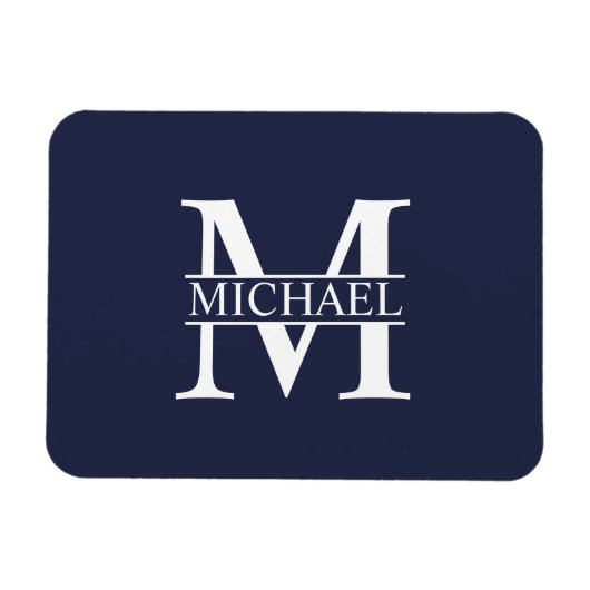 Navy Blue - gepersonaliseerd monogram en naam Magneet (Horizontaal)