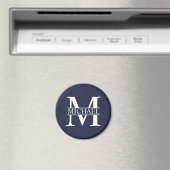 Navy Blue - gepersonaliseerd monogram en naam Magneet (Insitu (Vaatwasser))