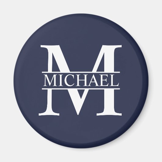 Navy Blue - gepersonaliseerd monogram en naam Magneet (Voorkant)