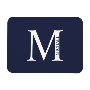 Navy Blue - gepersonaliseerd monogram en naam Magneet